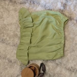 Poof women's size L tube top cotton blend with ruffles